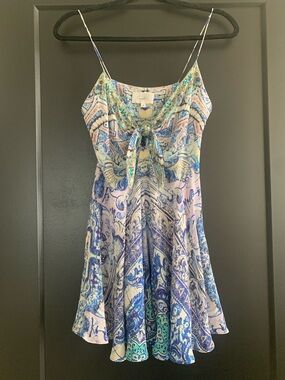 Camilla printed silk tie front mini dress